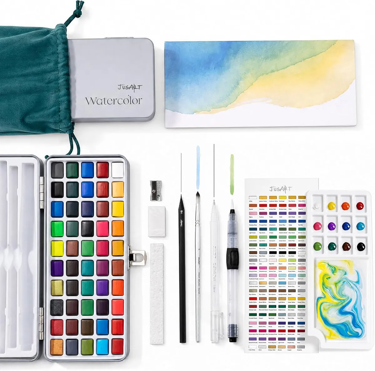 JusArt 50 Colors Watercolor Paint Set