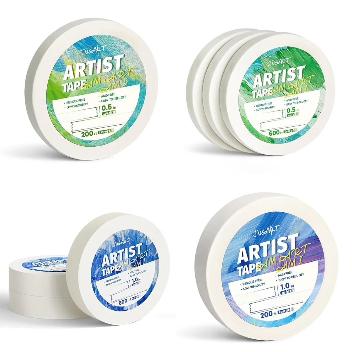 JusArt 8 Packs Artist Tape for Watercolor Paper