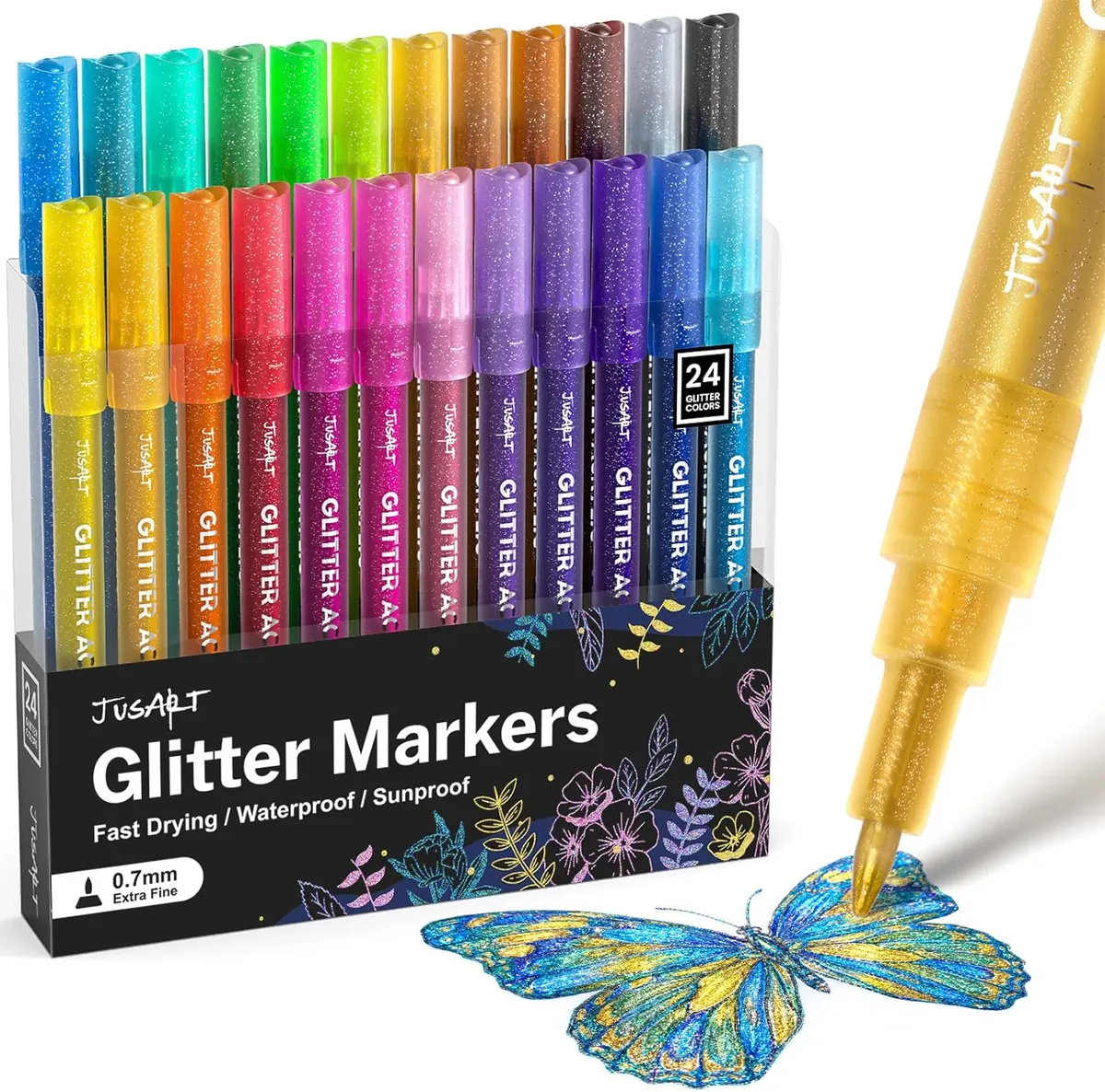 JusArt 24 Colors Glitter Markers