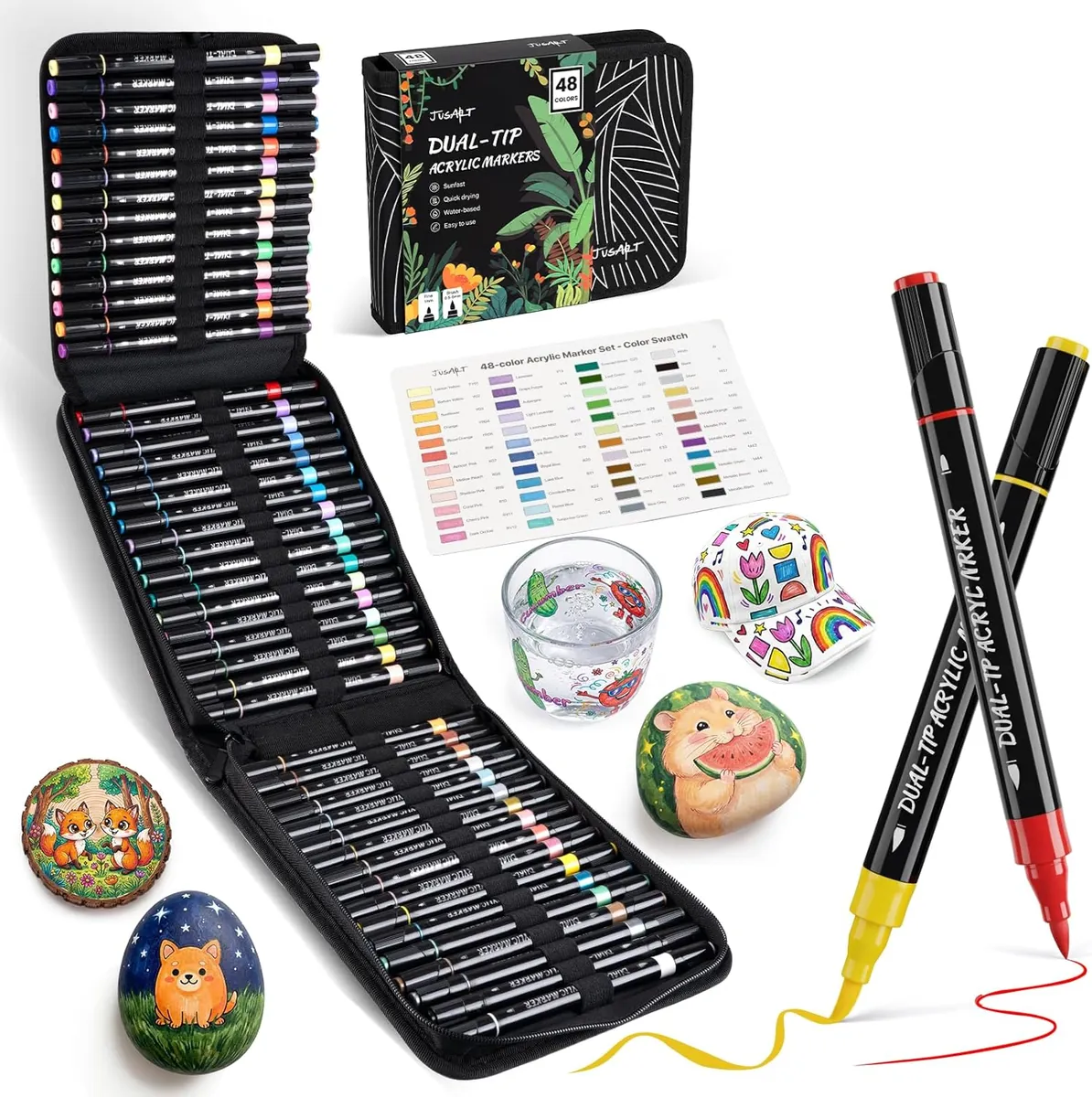 JusArt Acrylic Paint Markers 48 Colors