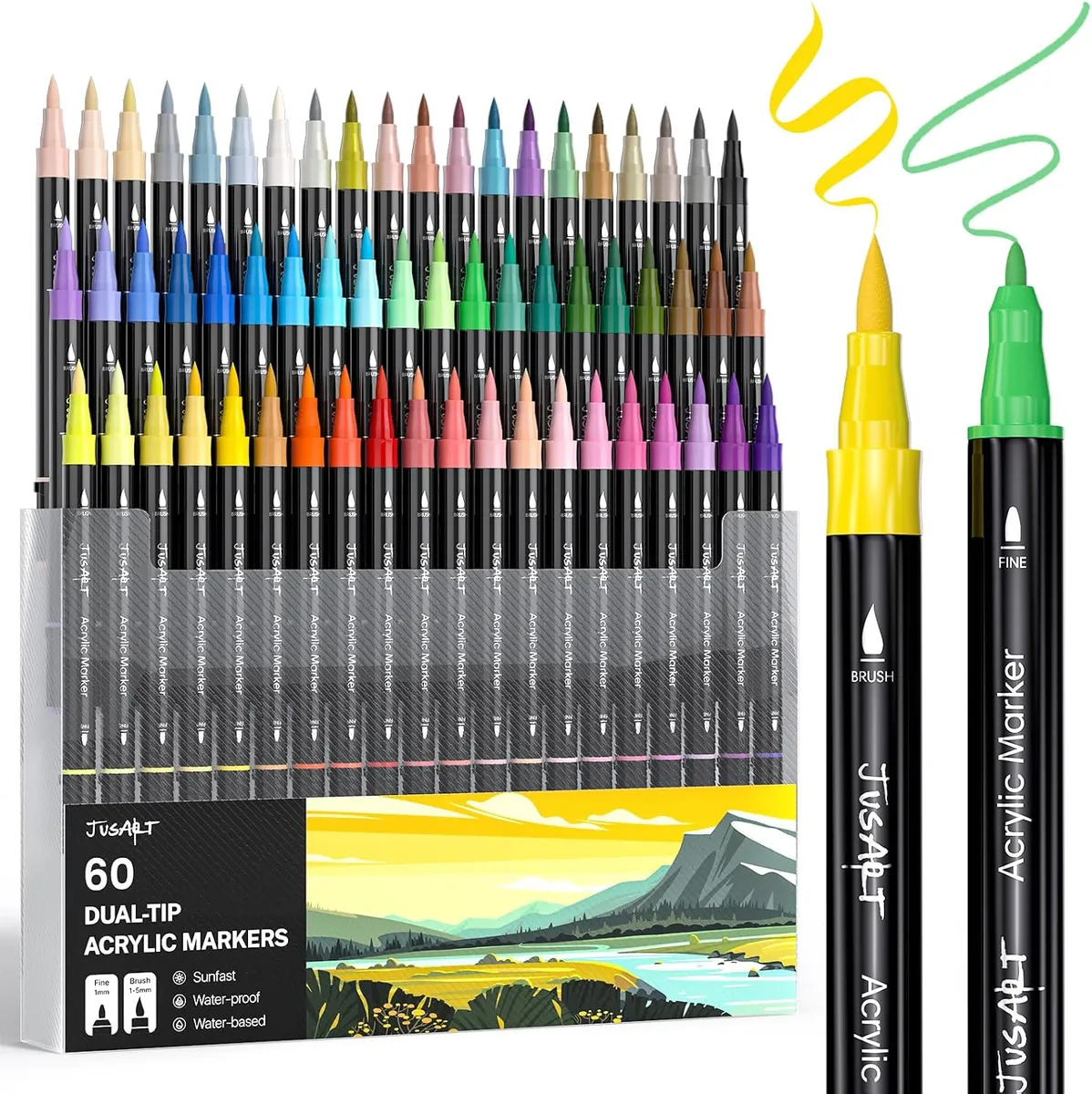 JusArt Acrylic Paint Markers 60 Colors