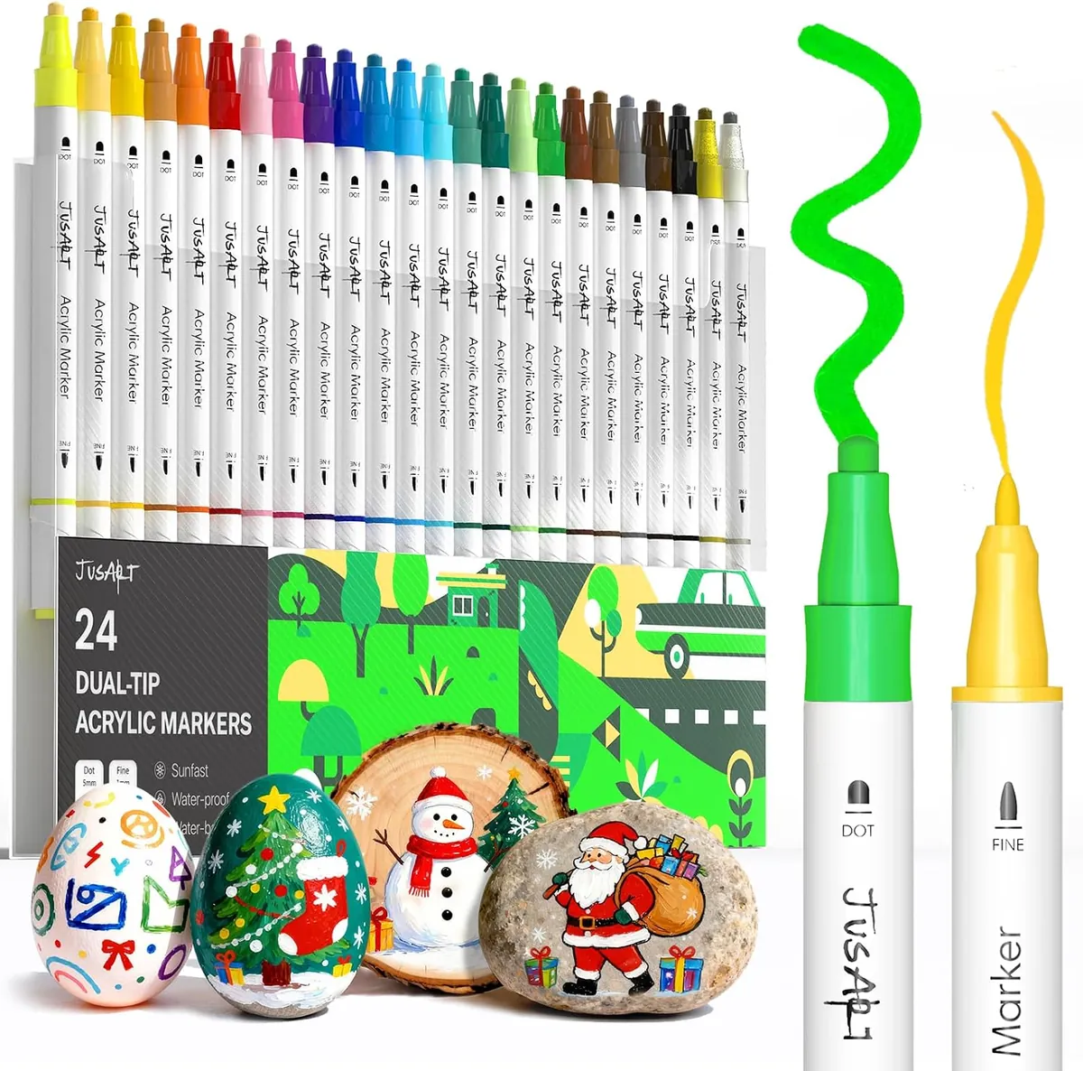 JusArt Acrylic Paint Markers 24 Colors