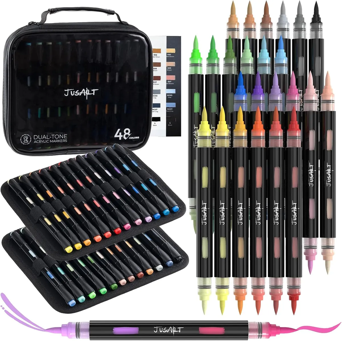 JusArt Acrylic Paint Markers 48 Colors