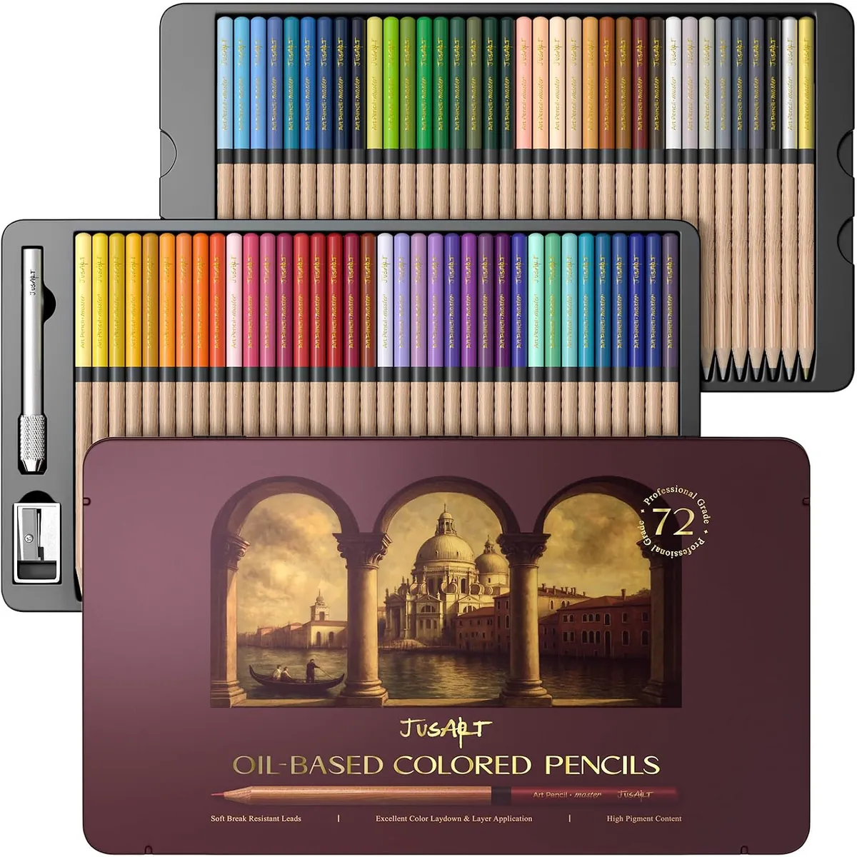 JusArt 72 Oil-Based Colored Pencils – Soft Core
