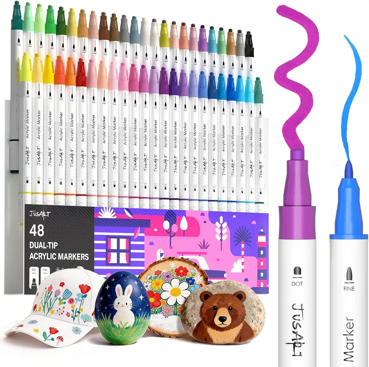 JusArt Acrylic Paint Markers 48 Colors