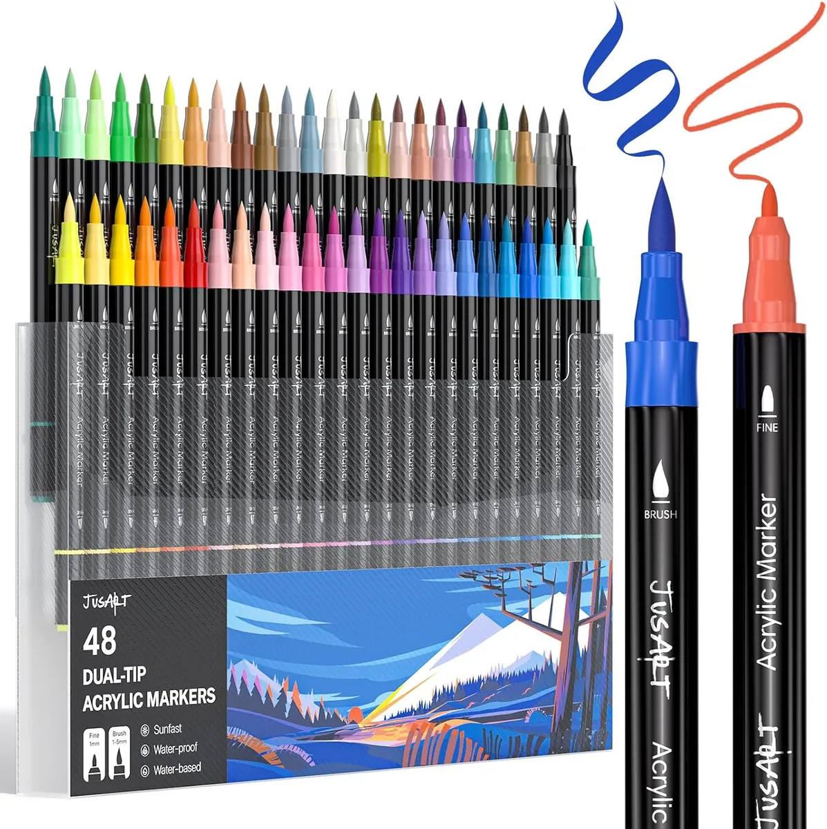 JusArt Acrylic Paint Markers 48 Colors