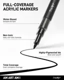 JusArt 0.7mm Fine Point Black Acrylic Paint Marker, 3 Pack