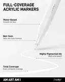 JusArt 0.7mm Fine Point White Permanent Markers, 6 Pack