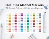 JusArt 72 Colors Alcohol Markers + JustArt 12Pcs Fineliner Pens
