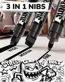 JusArt 4 Pcs Black Jumbo Poster Marker Set, 15mm and 0.7mm Tip