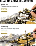 JusArt 3 Gold Dual-Tip Acrylic Paint Markers, Automatic Ink Control