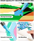 JusArt Acrylic Paint Markers 48 Colors, Dual Tip Art Supplies with Canvas