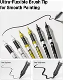 JusArt Black Paint Pens Brush Tip, Water-Based Acrylic Markers, 3 Pack