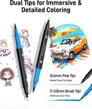 JusArt 24 Dual Tip Markers for Adult Coloring Books