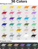 JusArt 36 Colors Dual Tip Acrylic Markers+ 16 Colors Acrylic Glitter Markers Pen
