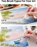 JusArt Water Brush Pens 12-Pack Leak-Proof Refillable Watercolor Pens