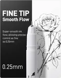 JusArt Fineliner Pens, 6 Pcs, 0.25mm Ultra Fine Point Pens 01 No Bleed