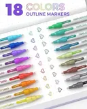 JusArt 16 Colors Acrylic Glitter Markers Pen + 18 Colors Outline Markers