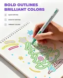 JusArt Outline Sparkle Markers, 18 Metallic Shimmer Pens for Adult Coloring, Coo