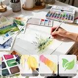 JusArt 50 Colors Watercolor Paint Set,Art Supplies Portable Paint Art Kit