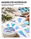JusArt 4 Packs Artist Tape for Watercolor Paper, 1/4+1 inch Wide Total 800FT Lon
