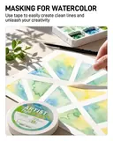 JusArt 4 Packs Artist Tape for Watercolor Paper, 1/4 + 1/2 inch Wide Total 800FT