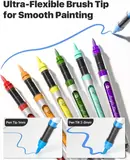 JusArt 72 Colors Acrylic Paint Markers Brush Tip, Automatic Ink Control