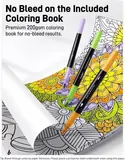 JusArt 60 Dual Tip Markers with Adult Coloring Book & Bag, No Bleeding