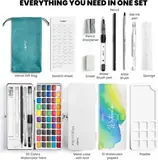 JusArt 50 Colors Watercolor Paint Set,Art Supplies Portable Paint Art Kit