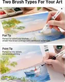 JusArt Water Brush Pens 6-Pack Leak-Proof Refillable Watercolor Pens