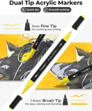 JusArt Acrylic Paint Markers 24 Colors, Dual Tip Art Supplies for Rock