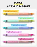 JusArt Acrylic Paint Markers 96 Colors, 48 Dual-Tip Brush Markers, No Bleed