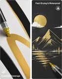 JusArt 3 Gold Dual-Tip Acrylic Paint Markers, Automatic Ink Control