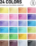 JusArt 24 Colors Glitter Markers, Glitter Pens, 0.7mm Acrylic Paint Markers