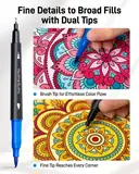 JusArt 24 Dual Tip Markers for Adult Coloring Books